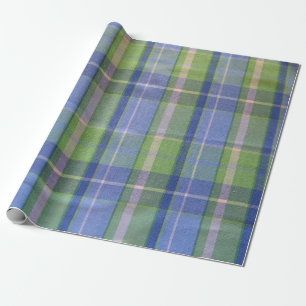 Blue and green plaid wrapping paper