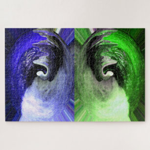 Blue and green planets art jigsaw puzzle