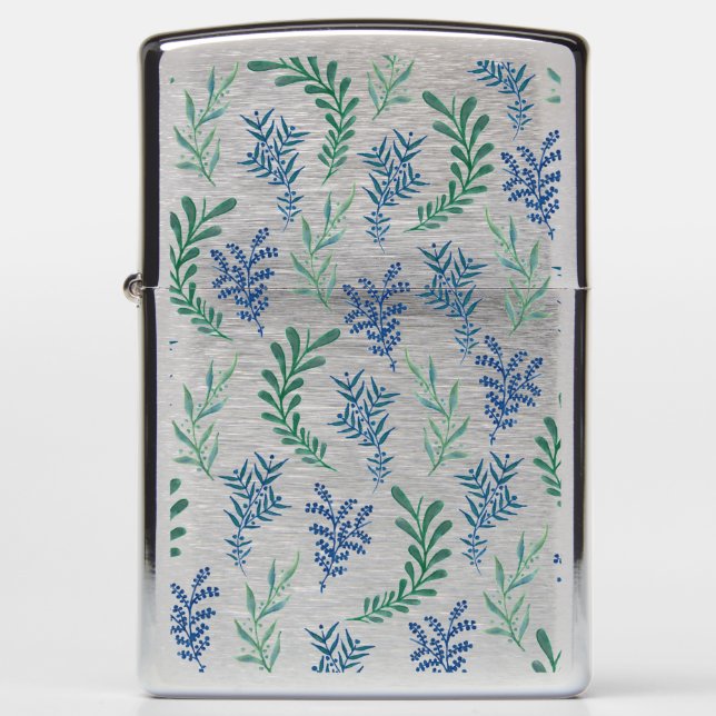 Blue and Green Plants Zippo Lighter (Front)