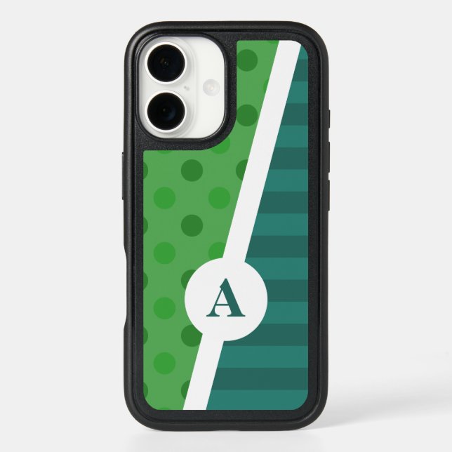 Blue and Green Polka Dot and Stripe Pattern Otterbox iPhone Case (Back)