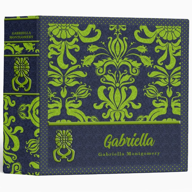 Blue and Green Polka Dot Custom Binder (Front/Spine)