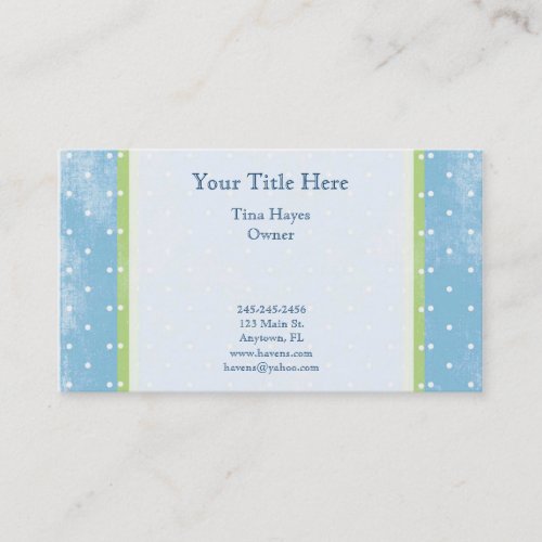 Blue and Green Polkadot Business Card