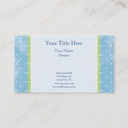 Customizable Blue and Green Polkadot Business Card