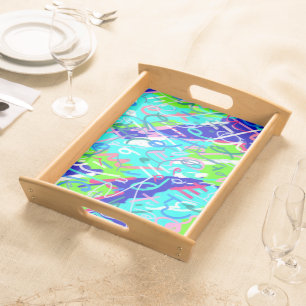 Blue and Green Pop Art Serving Tray