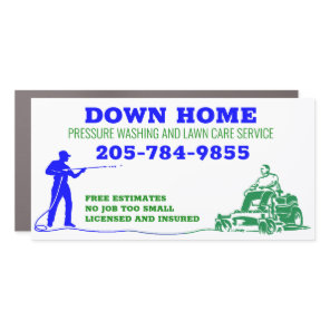 Blue and Green Pressure washing and Lawn Care Car Magnet