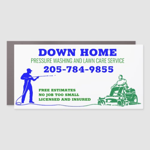 Blue and Green Pressure washing and Lawn Care Car Magnet