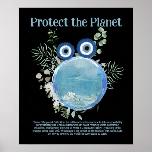 Blue and Green PROTECT THE PLANET SAVE EARTH Art  Poster