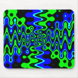 Blue and Green Psychedelic Mousepad