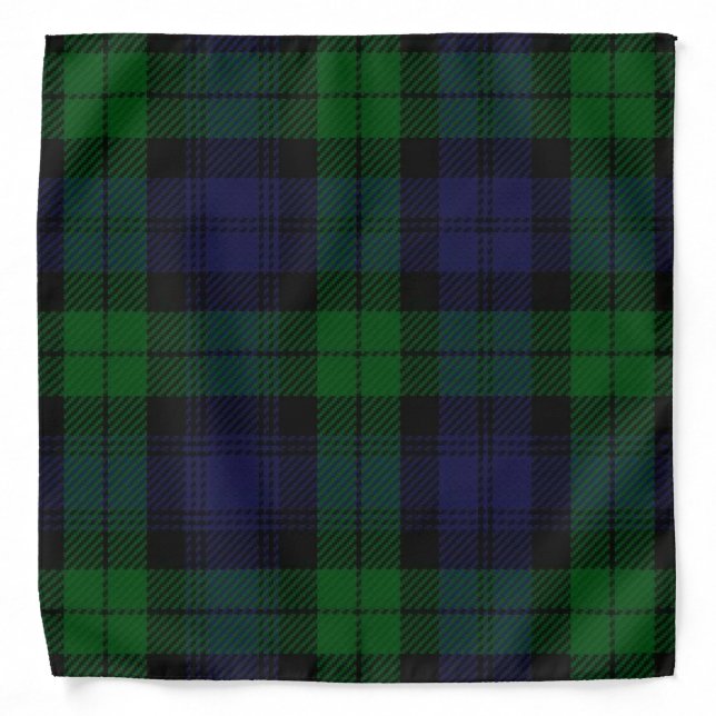 Blue And Green Scottish Sunderland Tartan Check Bandana (Front)