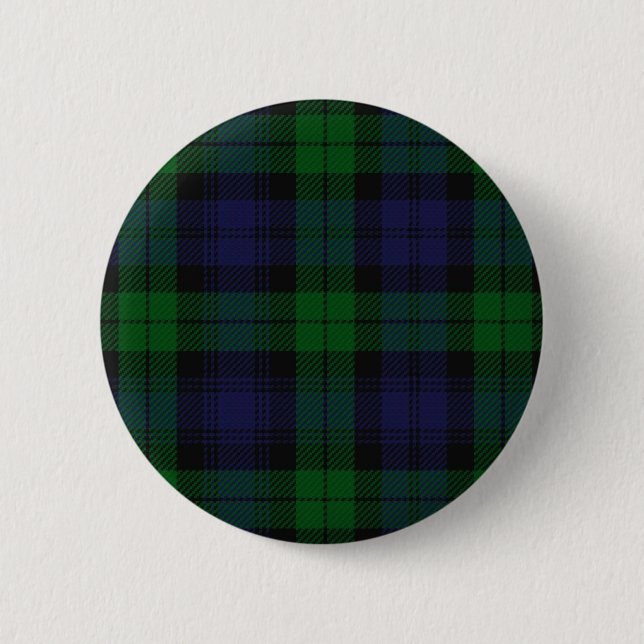 Blue And Green Scottish Sunderland Tartan Pinback Button (Front)