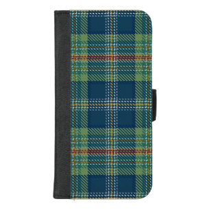 Blue and Green Scottish Tartan Plaid iPhone 8/7 Plus Wallet Case