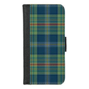 Blue and Green Scottish Tartan Plaid iPhone 8/7 Wallet Case