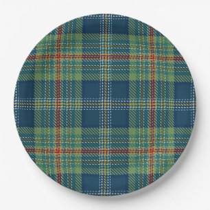 Blue and Green Scottish Tartan Plaid Paper Plates