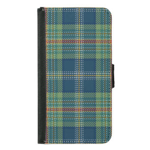 Blue and Green Scottish Tartan Plaid Samsung Galaxy S5 Wallet Case