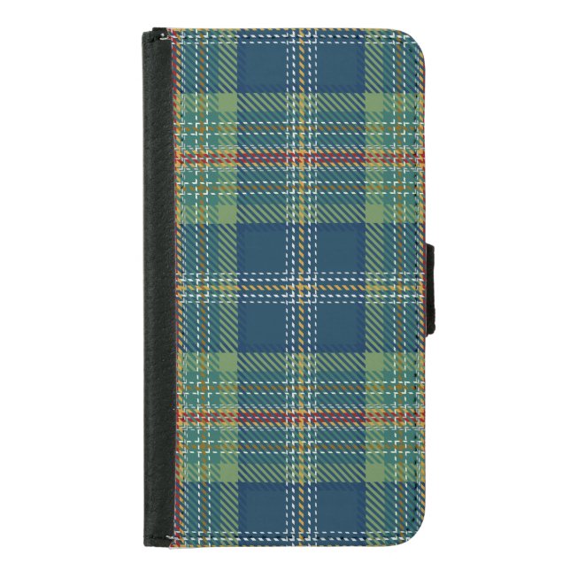 Blue and Green Scottish Tartan Plaid Samsung Galaxy Wallet Case (Front)
