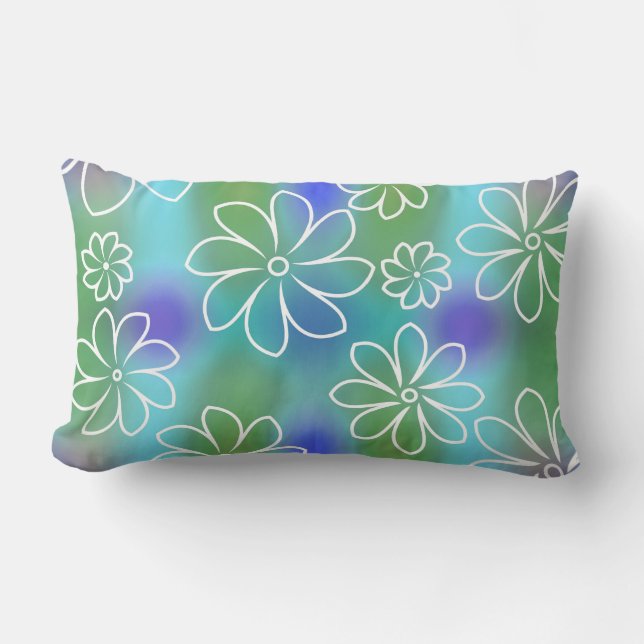 Blue and Green Seamless Floral Pattern  Throw Pill Lumbar Pillow (Front)