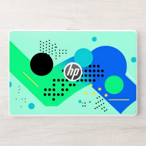 Blue and green shapes with dots HP laptop skin