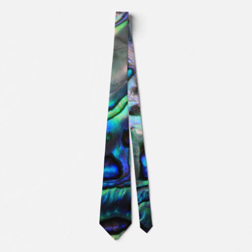 Blue and green shell design neck tie