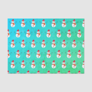 Blue and Green Snowman with snow Christmas Tissue Paper