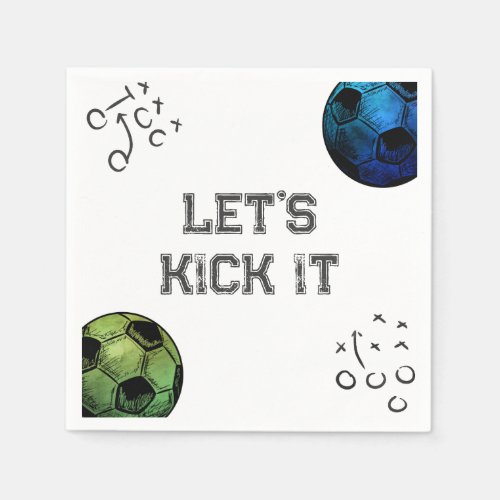 Blue and Green Soccer Party Napkins