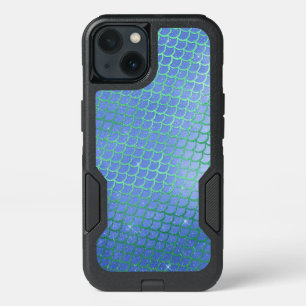 Blue and Green Sparkle Mermaid Scales Pattern iPhone 13 Case