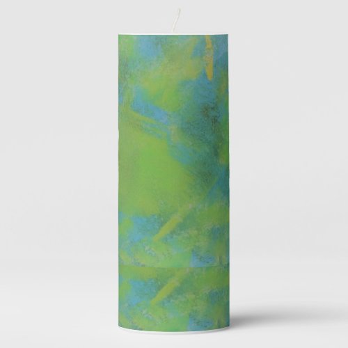 blue and green sponge paint candle