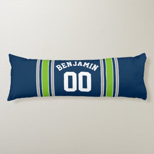 Blue and Green Sports Jersey Custom Name Number Body Pillow