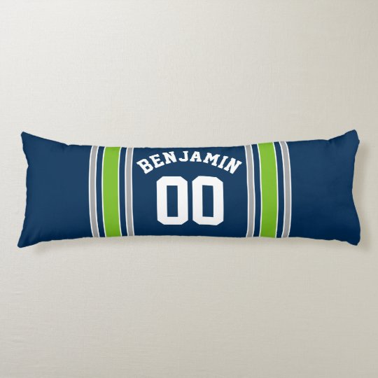 Blue and Green Sports Jersey Custom Name Number Body Pillow