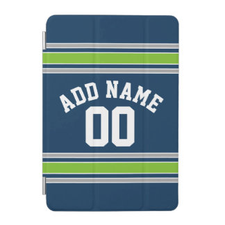 Blue and Green Sports Jersey Custom Name Number iPad Mini Cover