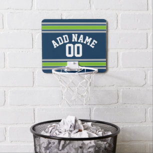 Blue and Green Sports Jersey Custom Name Number Mini Basketball Hoop