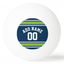 Blue and Green Sports Jersey Custom Name Number Ping-Pong Ball Blue and Green Sports Jersey Custom Name Number Ping-Pong Ball