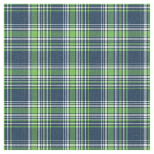 Blue and Green Sporty Plaid Fabric | Zazzle