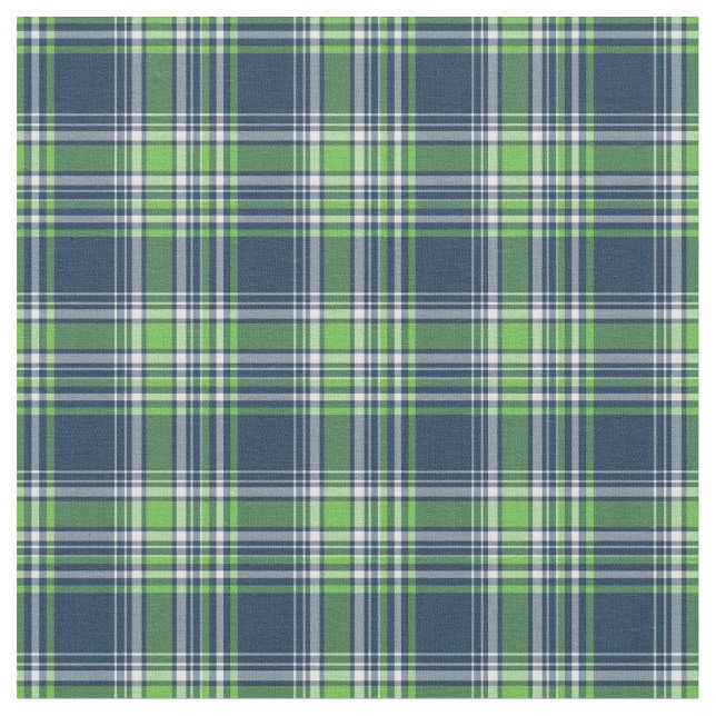 Blue and Green Sporty Plaid Fabric (Close Up)