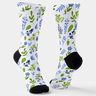 Blue and Green Spring Floral Socks