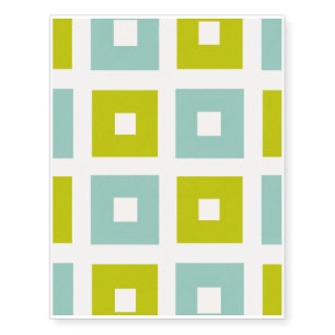 Blue and green squares temporary tattoos