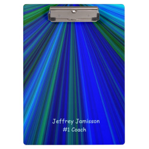 Blue and Green Starburst, #1 Coach, Best Teacher Clipboard