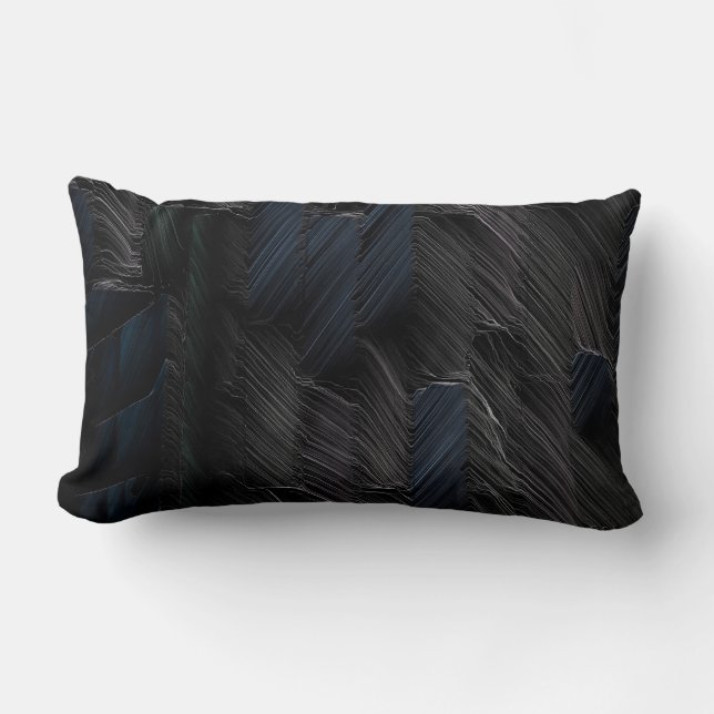 Blue and green sticks on blue plastic container lumbar pillow (Front)