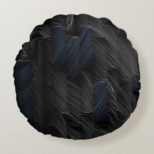 Blue and green sticks on blue plastic container round pillow (Front)