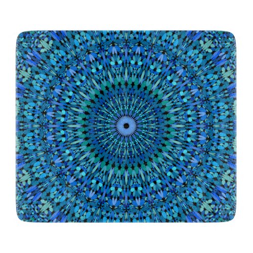 Blue and Green Stone Garden Mandala Cutting Board