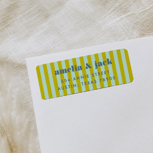 Blue and Green Stripe Bright Bold Return Address Label