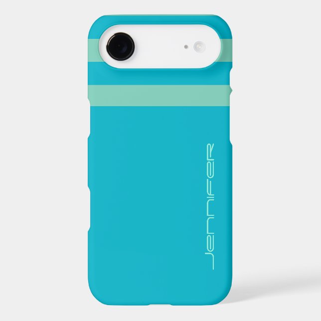 Blue and Green Stripe Solid Combo Custom Case-Mate iPhone Case (Back)