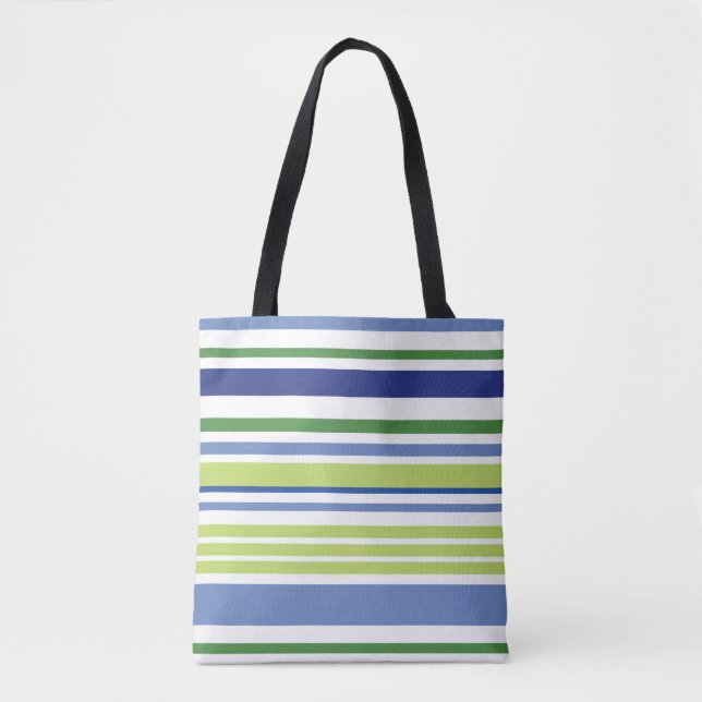 Blue and Green Stripe Tote Bag (Front)