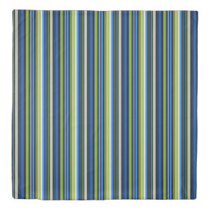 Blue and Green Stripe with Reverse Pattern Duvet Cover