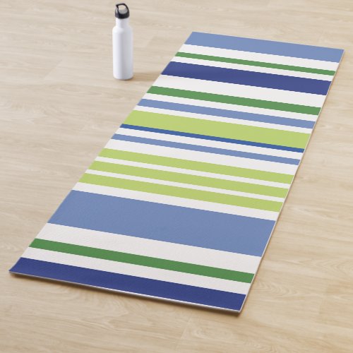 Blue and Green Stripe Yoga Mat