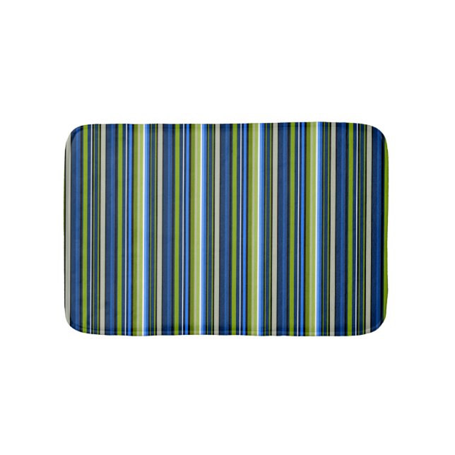 Blue and Green Striped Bathmat (Front)