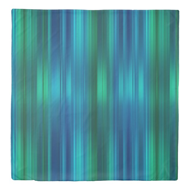 Blue and Green Striped Duvet Cover (Front)