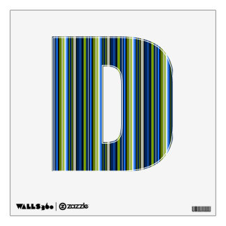 Blue and Green Striped Letter D Wall Decal