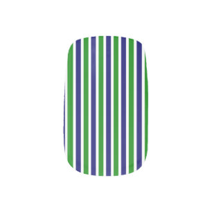 Blue and Green Striped Minx Nail Art