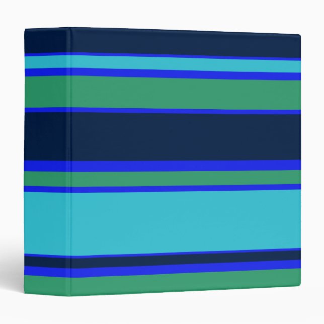 Blue and green stripes 3 ring binder (Front/Spine)