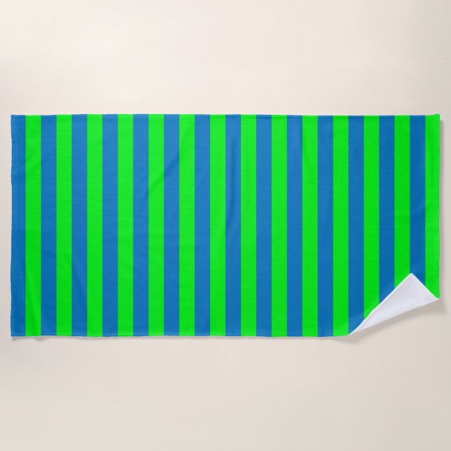 Blue and Green Stripes Design Beach Towel (Front)